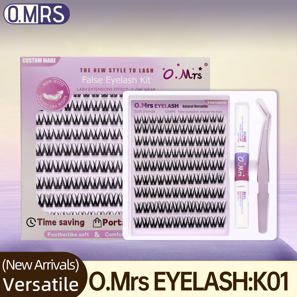 O.MRS K01 False Eyelash Kit – All-in-1 Cluster Lashes, 7-Day Wear, Natural Look, Soft & Lightweight, Bond & Seal Included, Easy Apply bottom