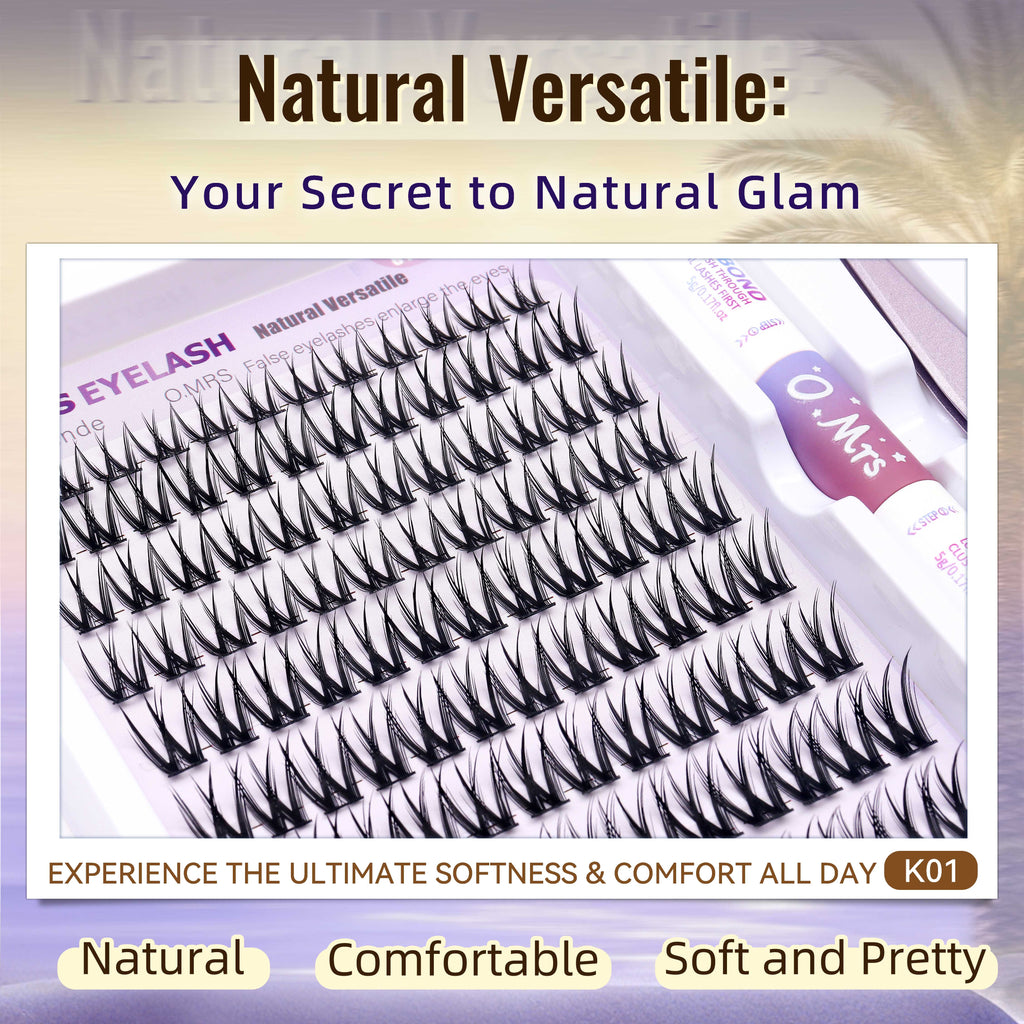 O.MRS K01 False Eyelash Kit – All-in-1 Cluster Lashes, 7-Day Wear, Natural Look, Soft & Lightweight, Bond & Seal Included, Easy Apply bottom