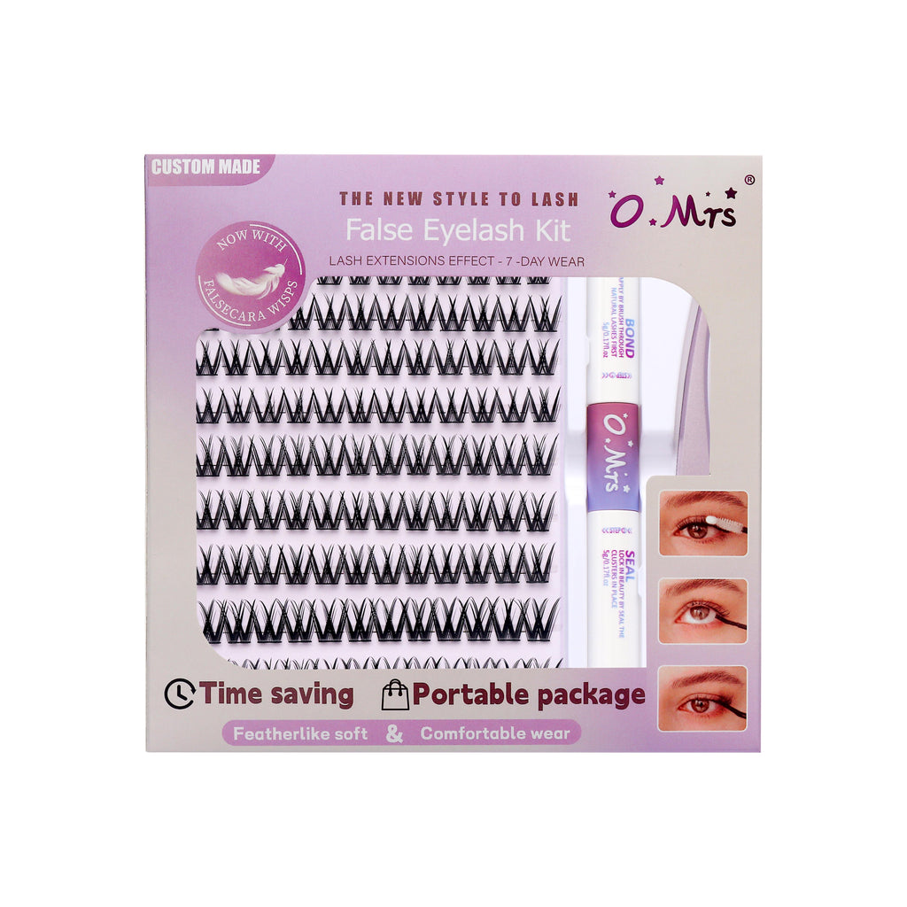 O.MRS K01 False Eyelash Kit – All-in-1 Cluster Lashes, 7-Day Wear, Natural Look, Soft & Lightweight, Bond & Seal Included, Easy Apply bottom