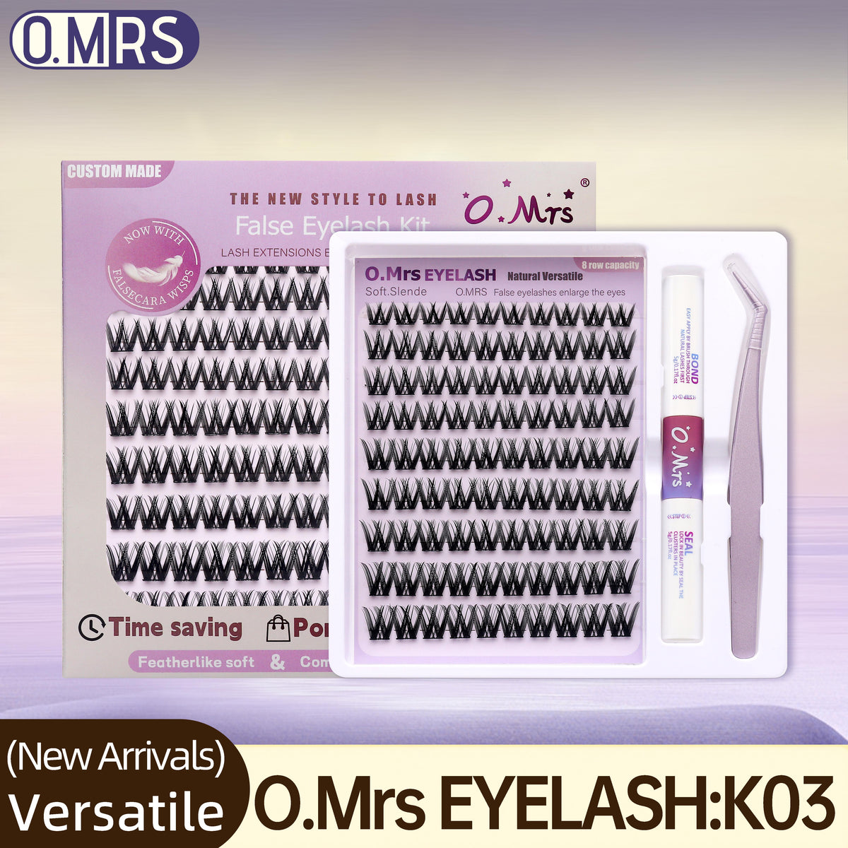 O.MRS K03 False Eyelash Kit – All-in-1 Cluster Lashes, 7-Day Wear, Natural Look, Soft & Lightweight, Bond & Seal Included, Easy Apply bottom