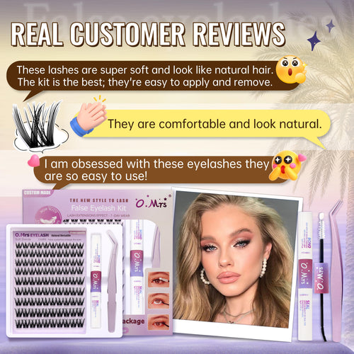 O.MRS K03 False Eyelash Kit – All-in-1 Cluster Lashes, 7-Day Wear, Natural Look, Soft & Lightweight, Bond & Seal Included, Easy Apply bottom