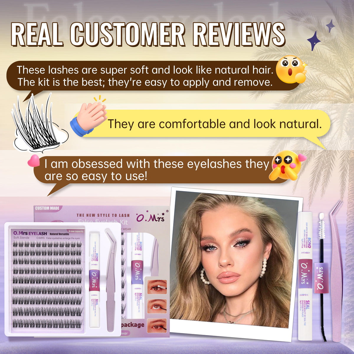 O.MRS K04 False Eyelash Kit – All-in-1 Cluster Lashes, 7-Day Wear, Natural Look, Soft & Lightweight, Bond & Seal Included, Easy Apply bottom