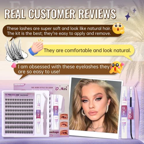 O.MRS K04 False Eyelash Kit – All-in-1 Cluster Lashes, 7-Day Wear, Natural Look, Soft & Lightweight, Bond & Seal Included, Easy Apply bottom
