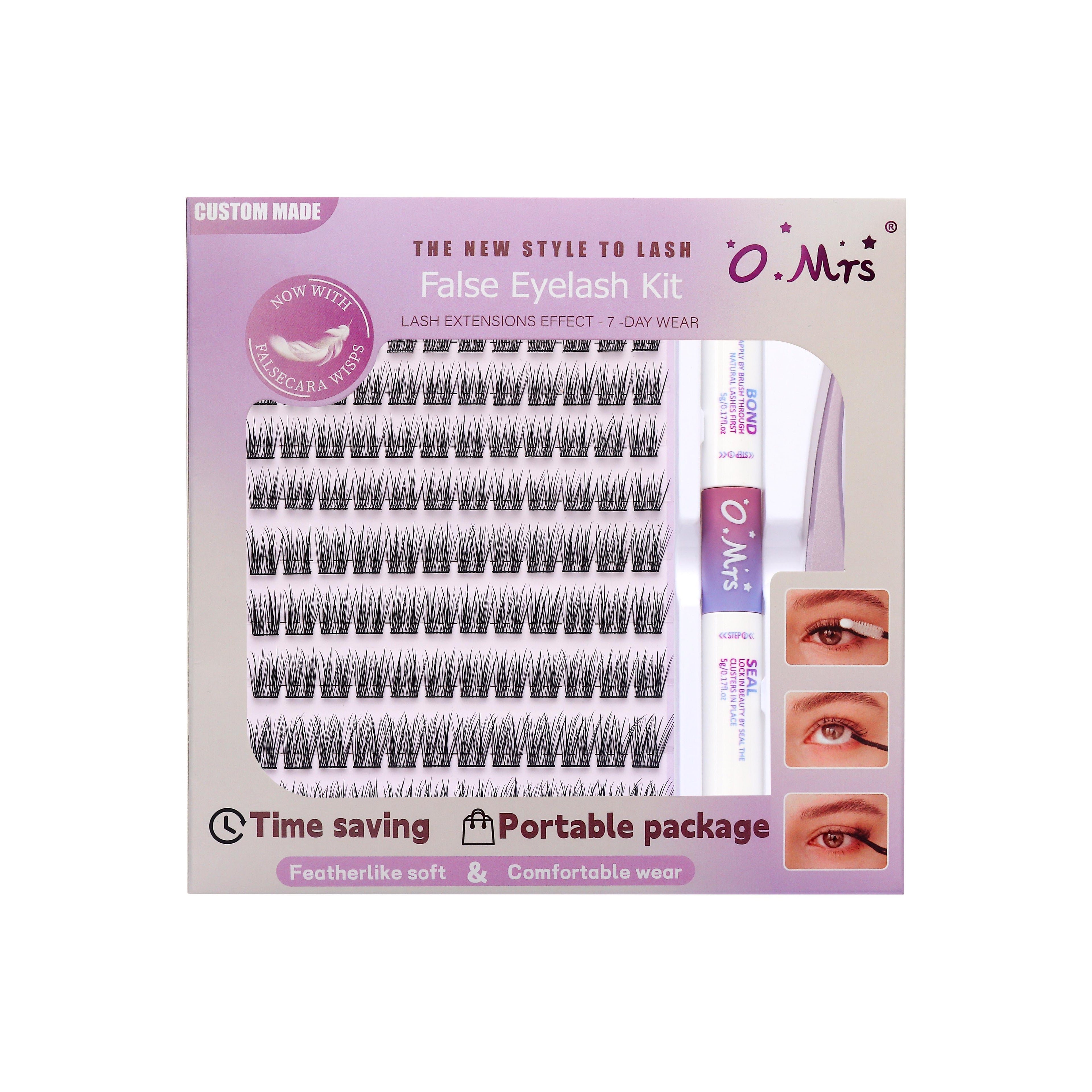 O.MRS K04 False Eyelash Kit – All-in-1 Cluster Lashes, 7-Day Wear, Natural Look, Soft & Lightweight, Bond & Seal Included, Easy Apply bottom