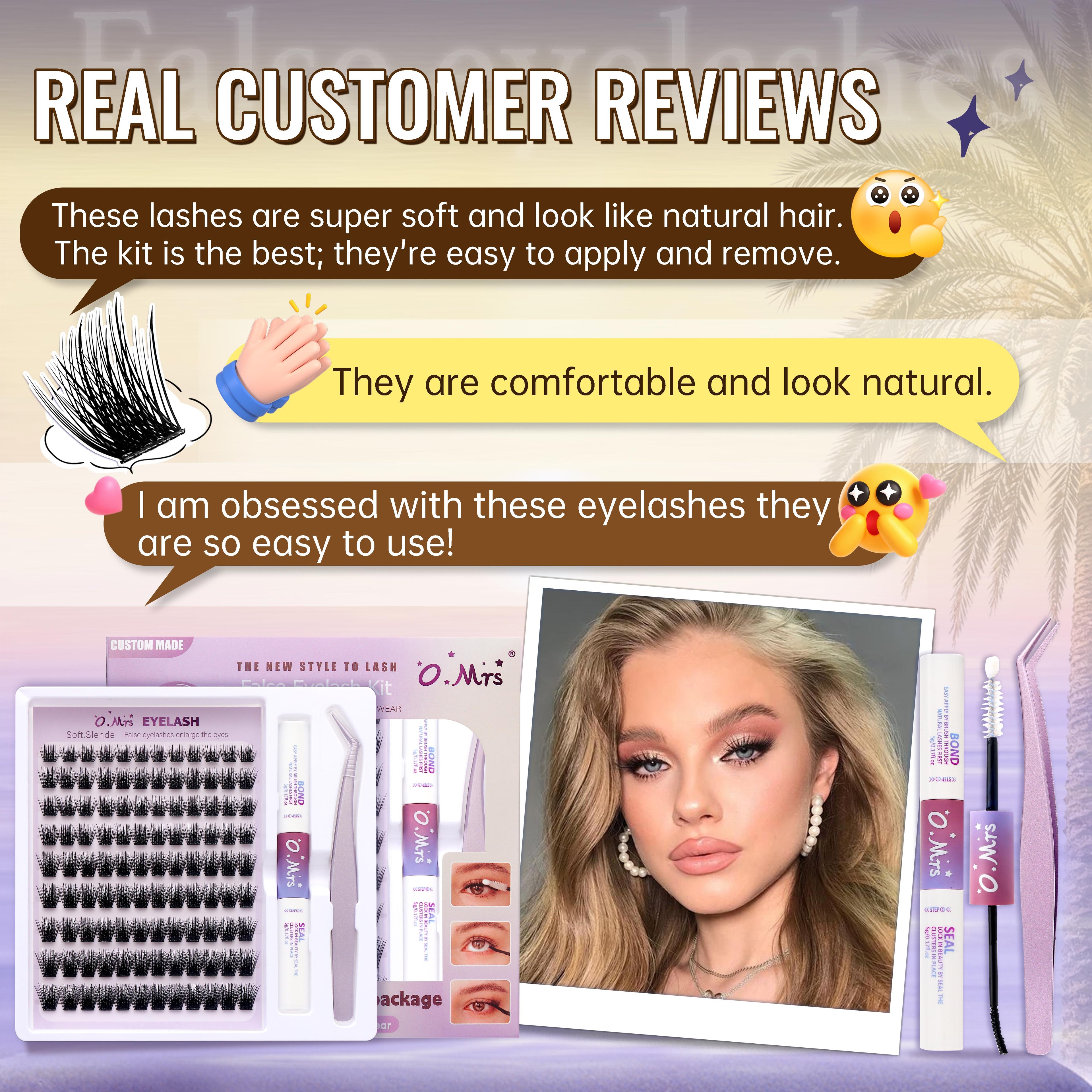 O.MRS K05 False Eyelash Kit – All-in-1 Cluster Lashes, 7-Day Wear, Natural Look, Soft & Lightweight, Bond & Seal Included, Easy Apply
