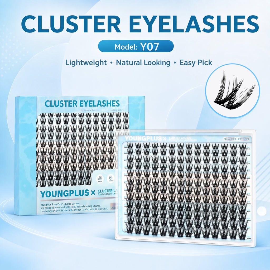 YOUNGPLUS Y07 Spiky Wispy Cluster Lashes – 10–18mm DIY Lash Extensions
