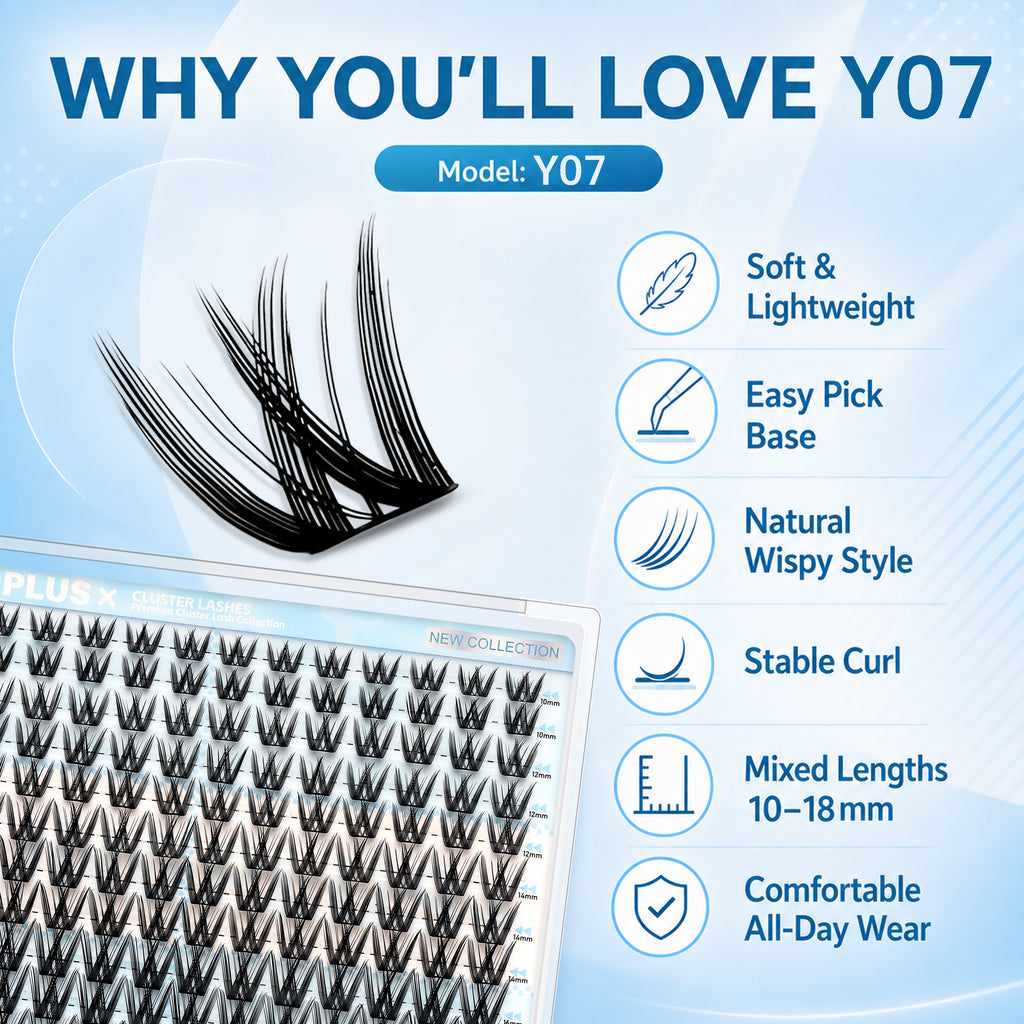 YOUNGPLUS Y07 Spiky Wispy Cluster Lashes – 10–18mm DIY Lash Extensions