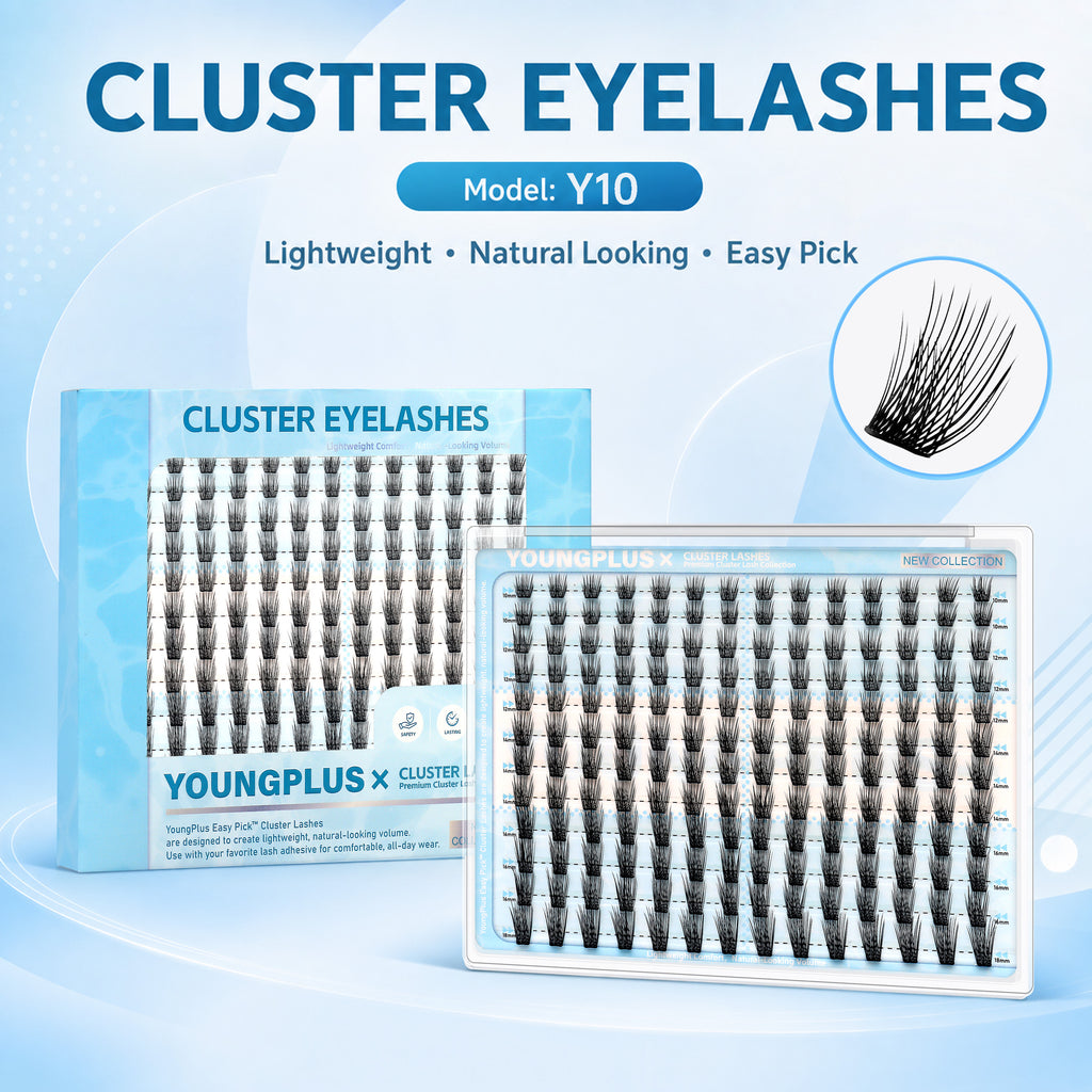 YOUNGPLUS Y10 Soft Volume Cluster Lashes – 10–18mm DIY Lash Extensions